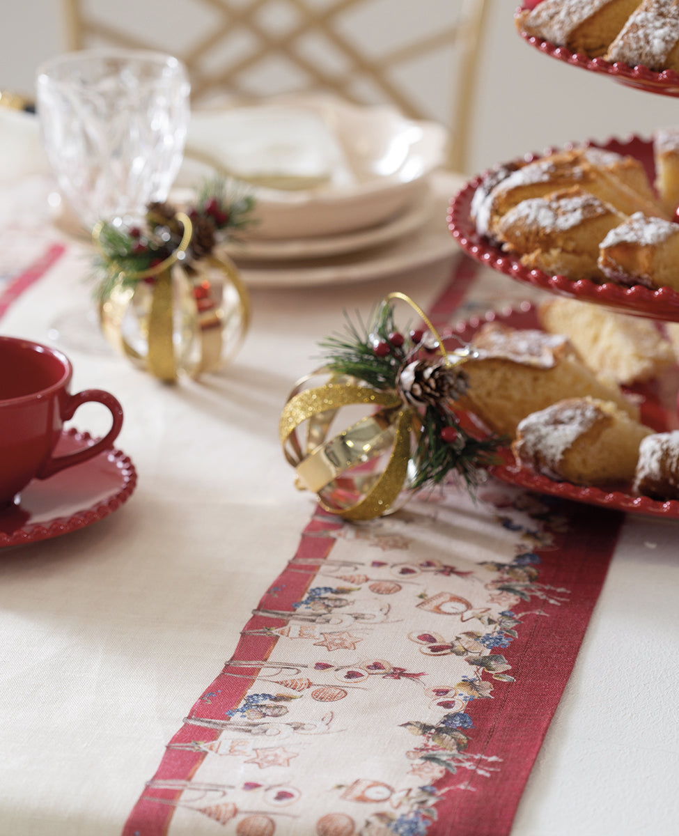 Runner Natale 50x150cm Biscotti Rosso