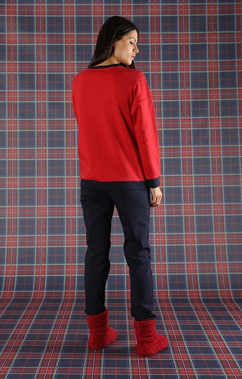 Pigiama donna in caldo cotone Gatto rosso