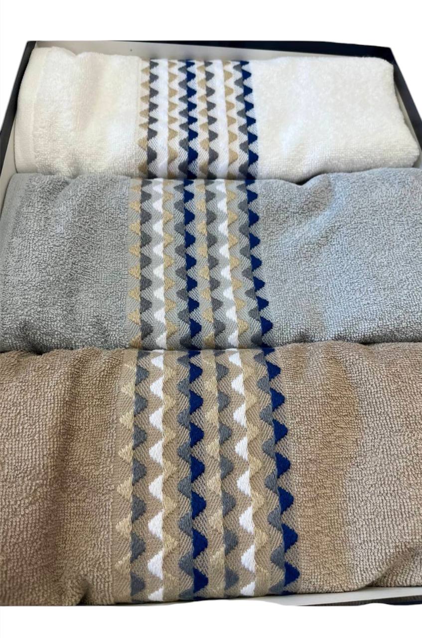 Set asciugamani 3 viso + 3 ospite Trendy bianco/grigio/sabbia