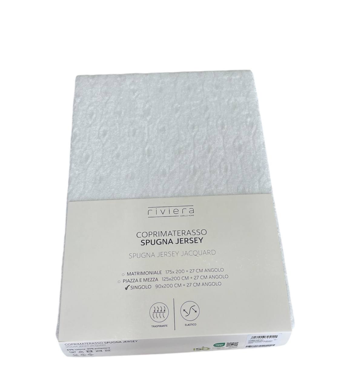 Coprimaterasso in spugna Jersey 1 piazza 90x200cm+27cm angoli