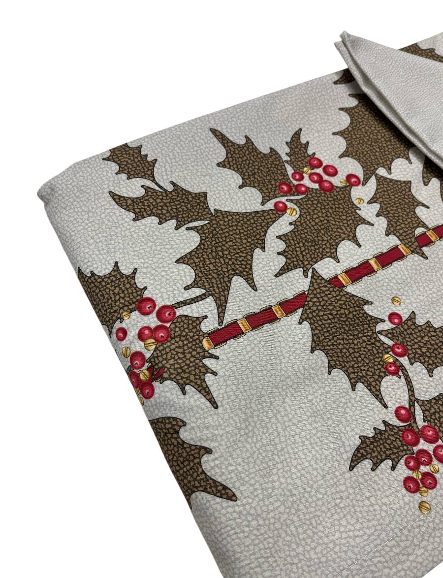 Tovaglia da tavola x 12 con tovaglioli Natale Holly