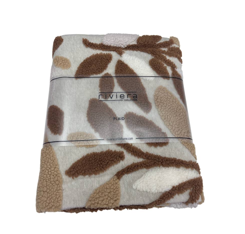 Plaid in pile Jacquard Chenille beige sabbia