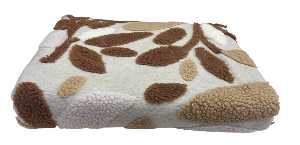 Plaid in pile Jacquard Chenille beige sabbia