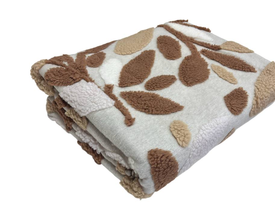 Plaid in pile Jacquard Chenille beige sabbia