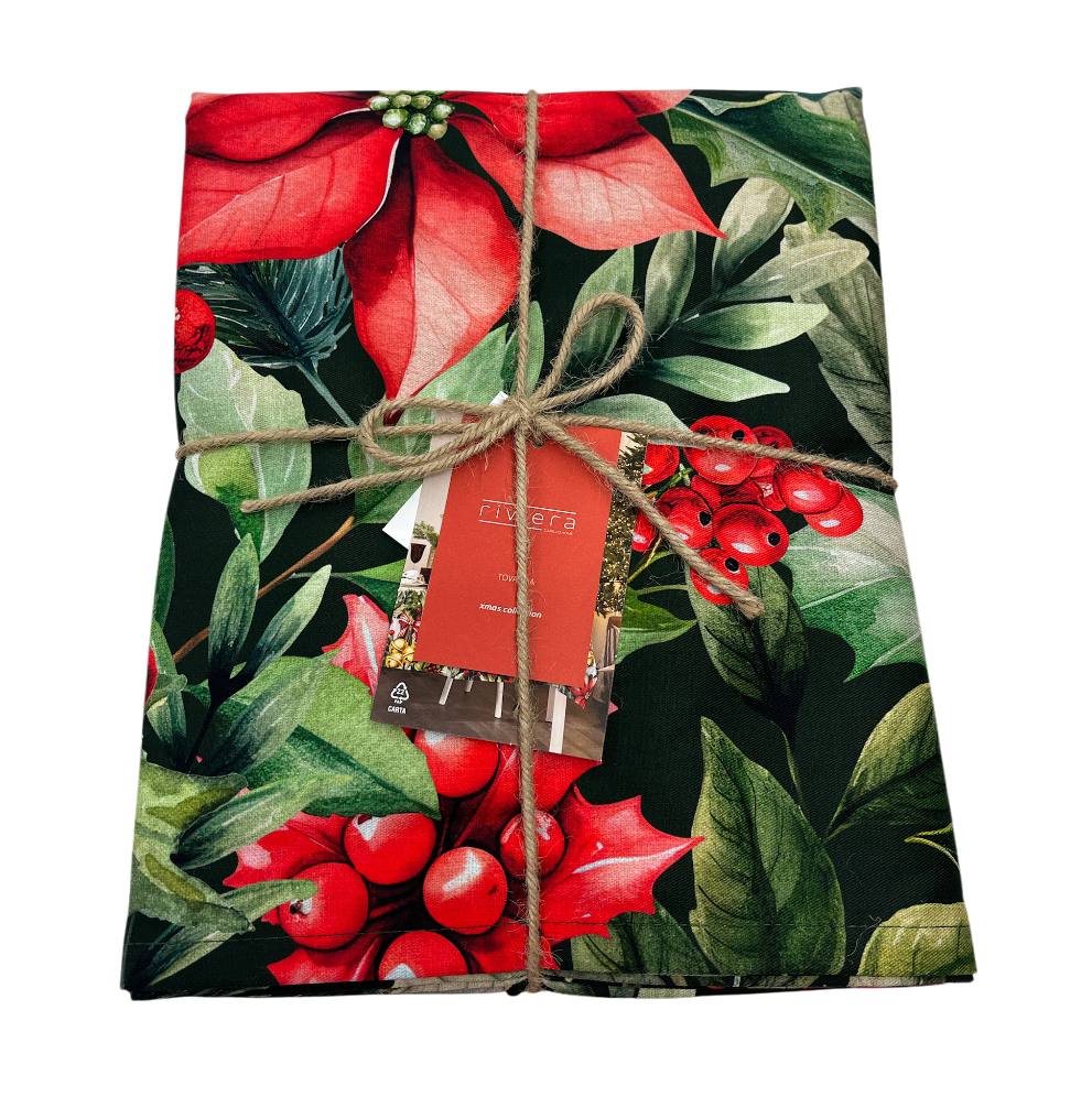 Tovaglia antimacchia Natale Christmas Carol colore lino