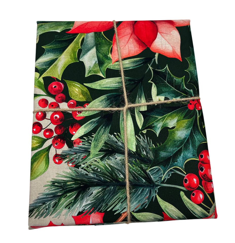 Tovaglia antimacchia Natale Christmas Carol colore lino