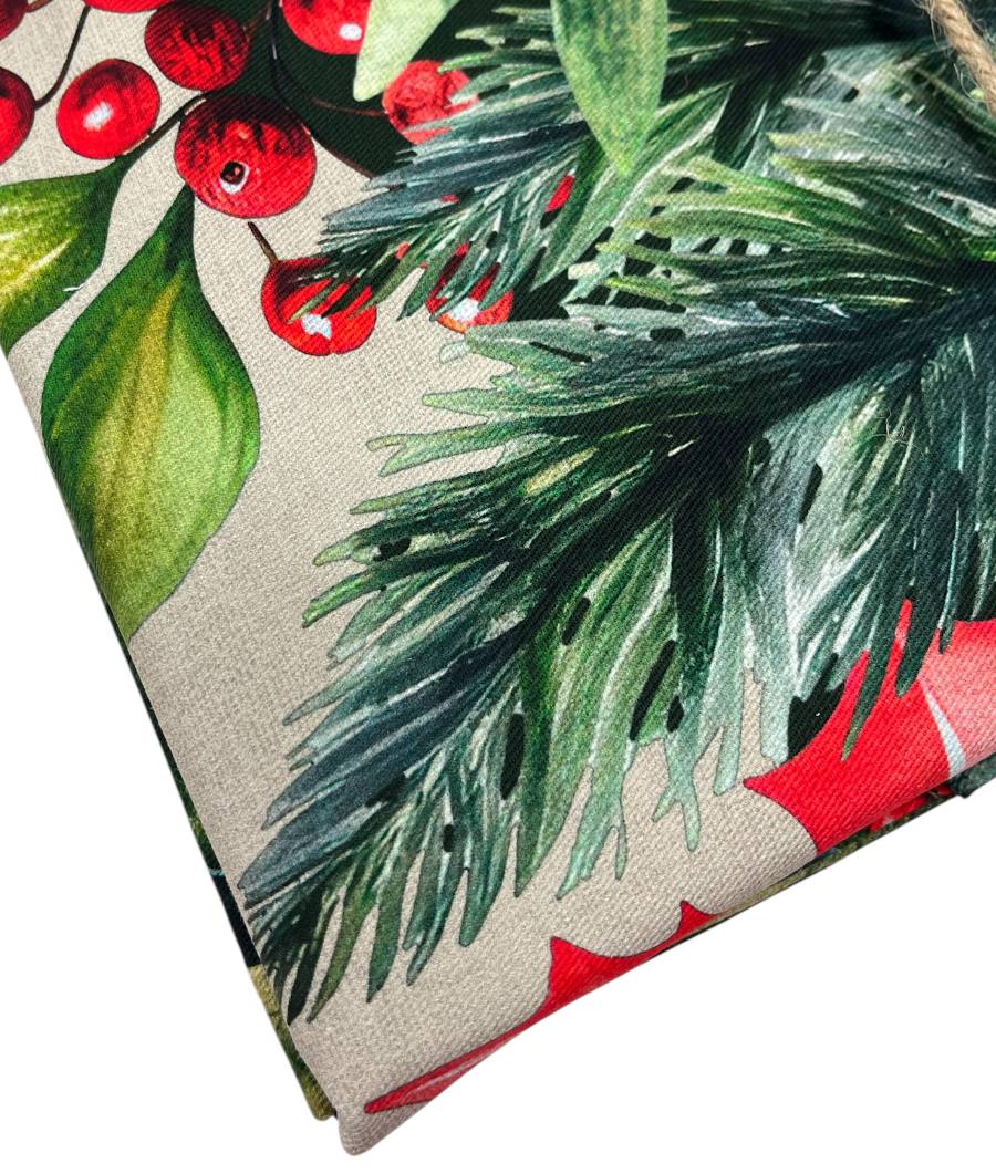 Tovaglia antimacchia Natale Christmas Carol colore lino