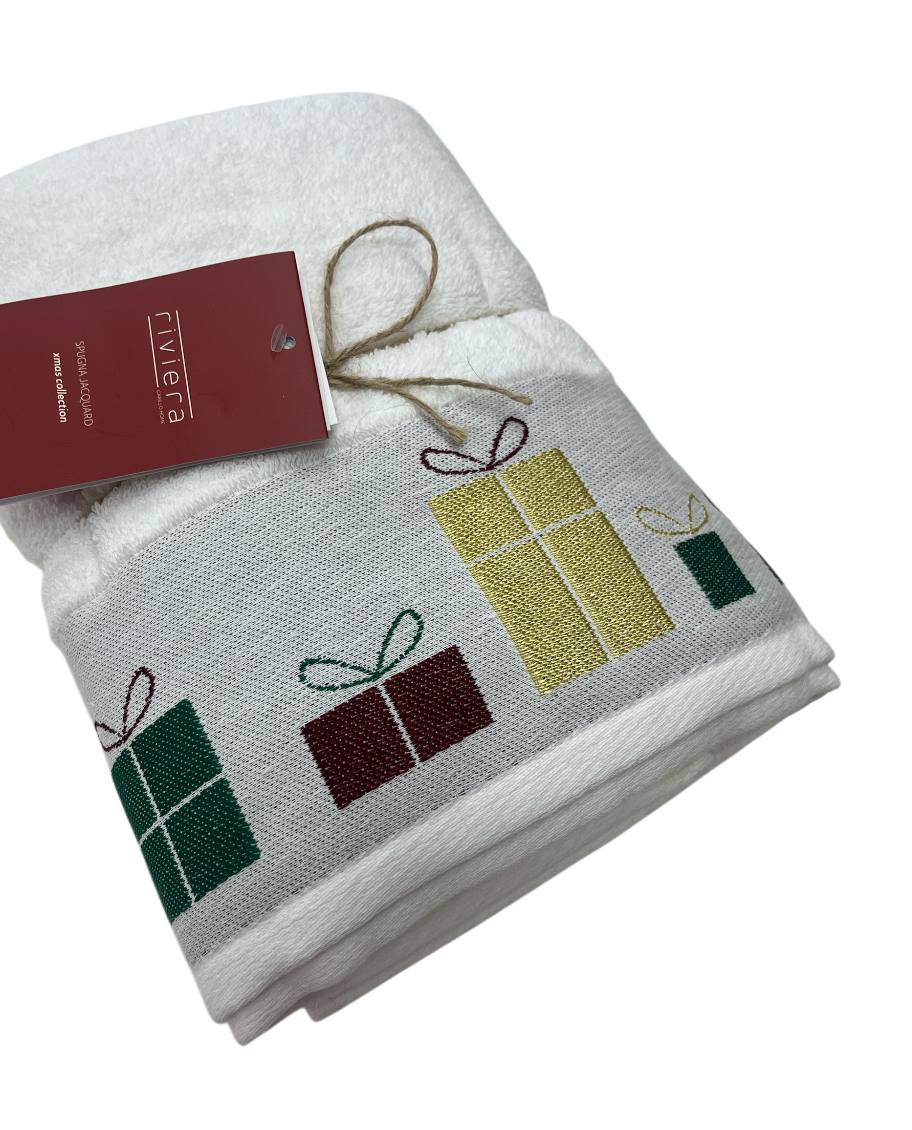 Coppia asciugamani (1+1) in spugna Natale Cadeau