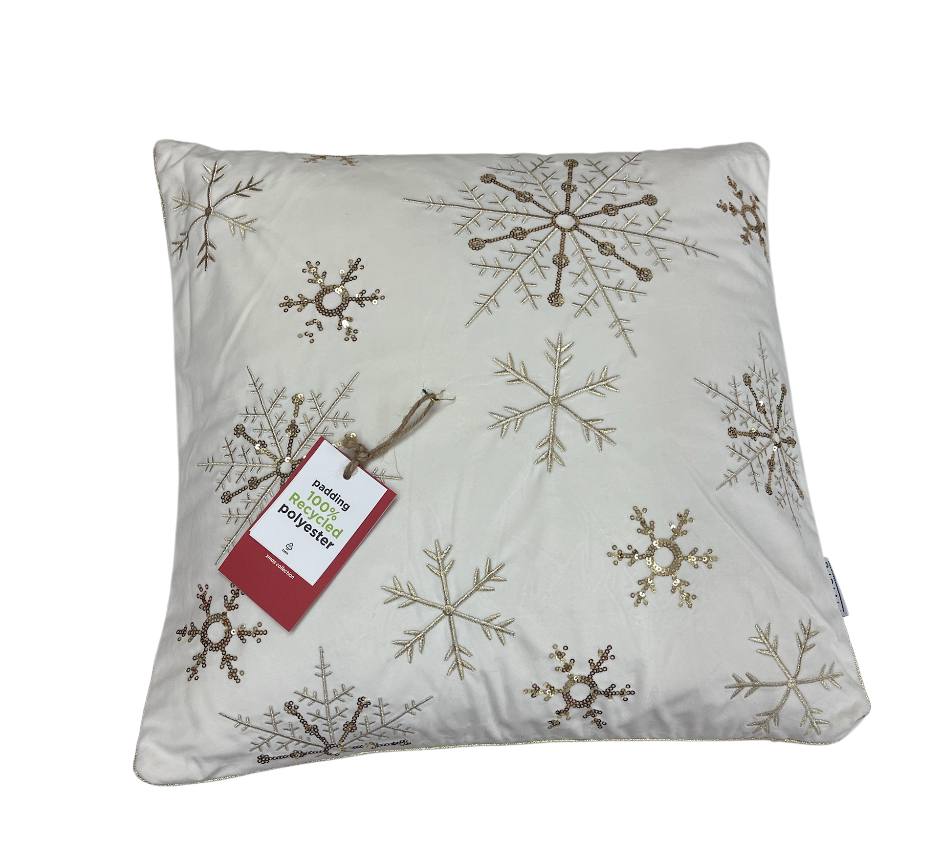 Cuscino Arredo Natale in velluto con ricamo Snow