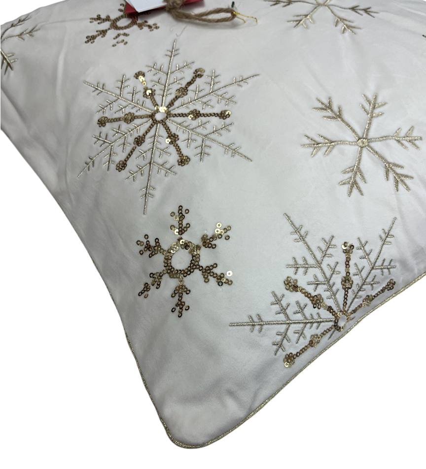 Cuscino Arredo Natale in velluto con ricamo Snow