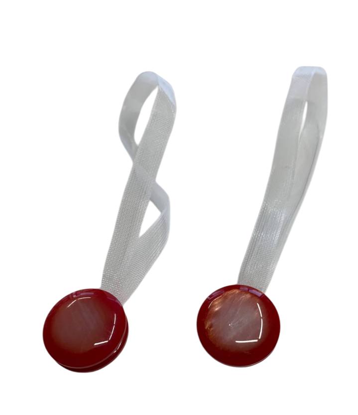Coppia Calamite per tenda in madreperla misura piccola colore rosso