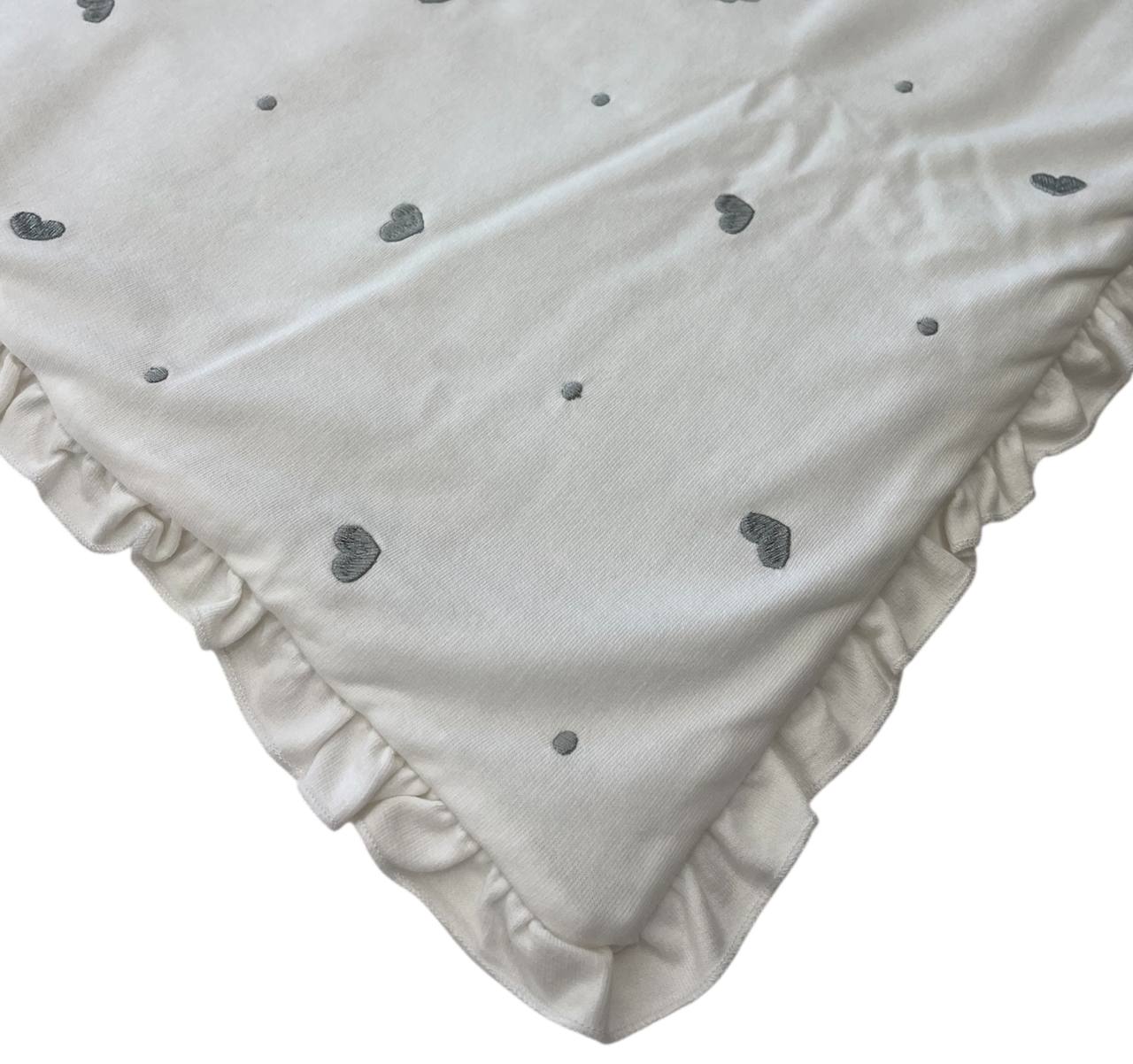 Trapuntino Carrozzina Baby 66x86 cm Cuoricini grigio