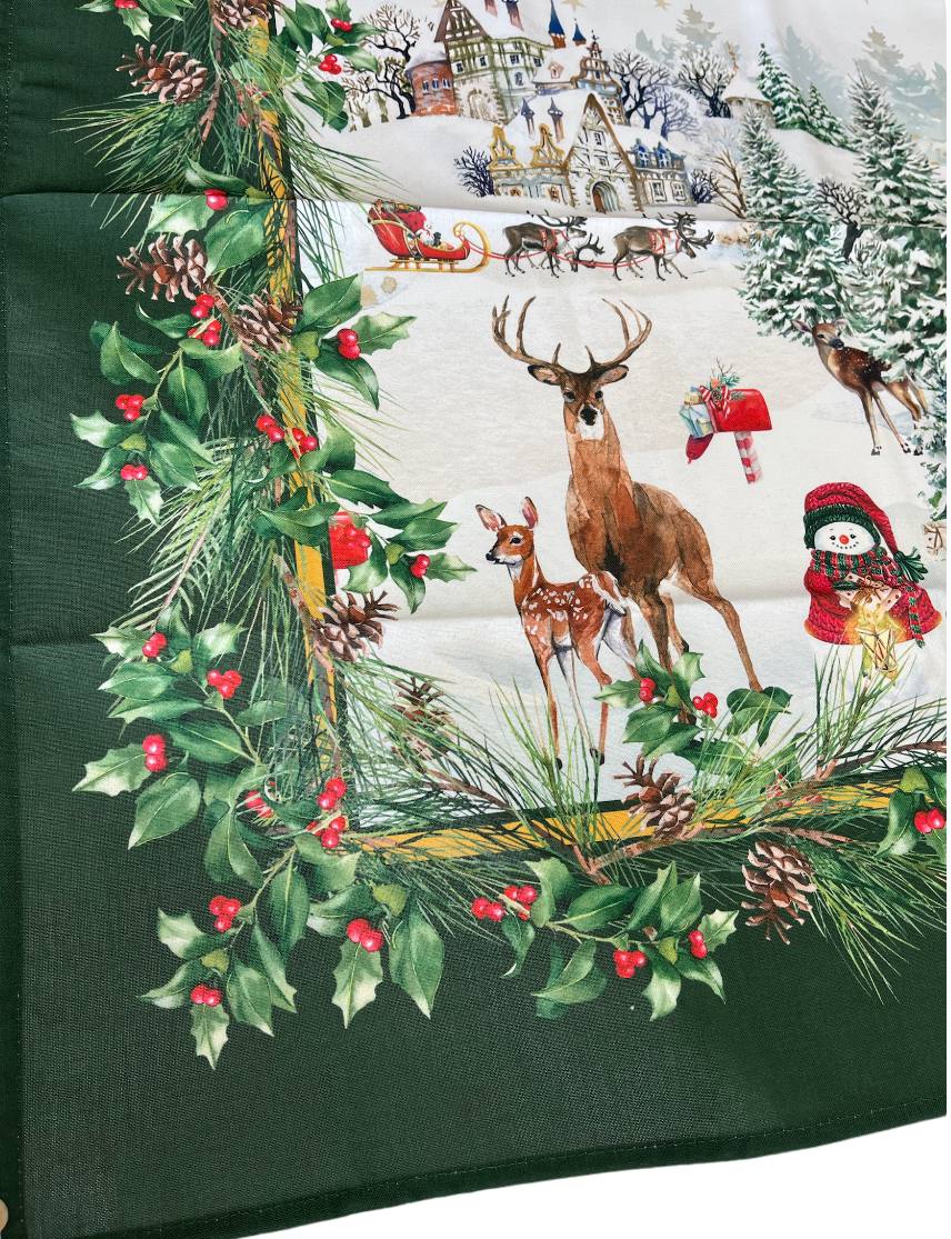 Centrotavola Antimacchia Christmas Village 95x95cm