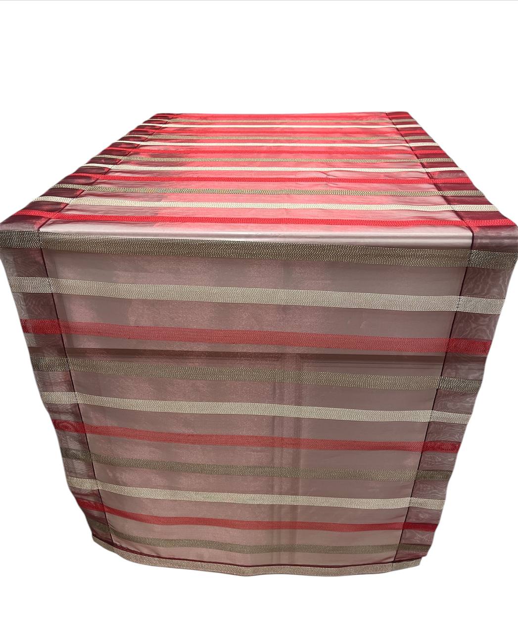 Coppia tendine a vetro a righe in organza bordeaux