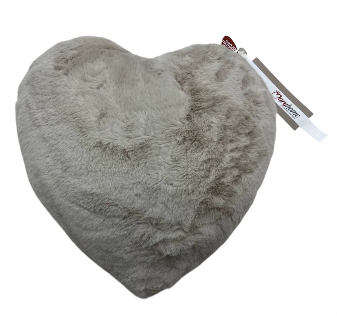 Cuscino a cuore 40x40cm in eco pelliccia bordeaux / corda