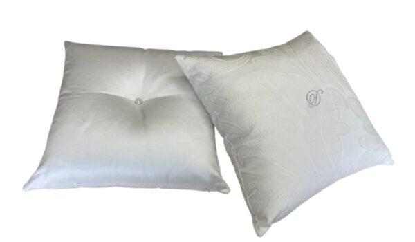Coordinato letto matrimoniale copriletto + completo lenzuola + coppia cuscini arredo + tris centrini Lisette Latte