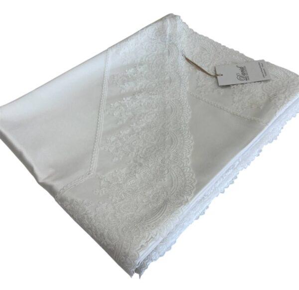 Coordinato letto matrimoniale completo lenzuola + coperta + coppia cuscini arredo Regina Latte