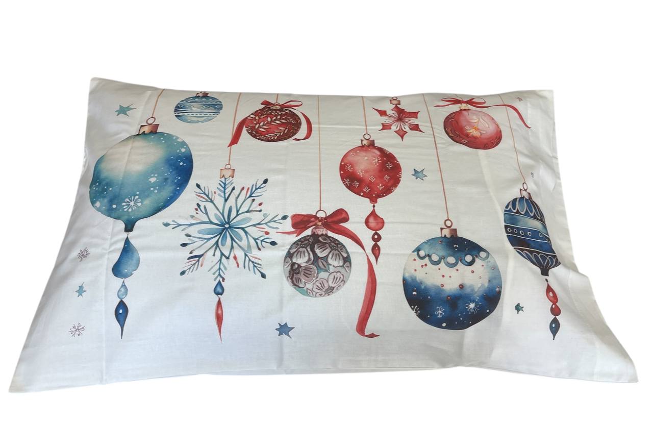 Coppia (2) federe cotone Natale 50x80cm