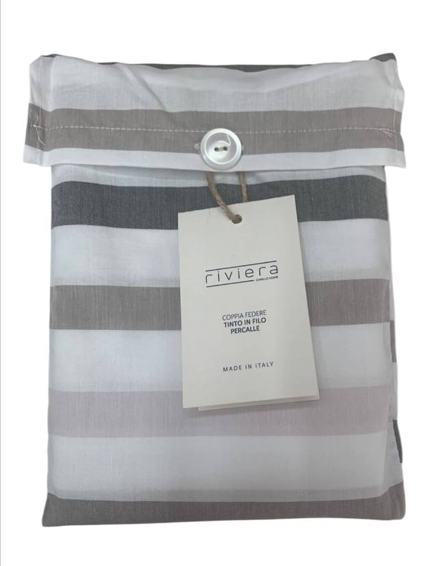 Coppia federe tinto in filo percalle 50x80cm Olaf Stripe Multicolor