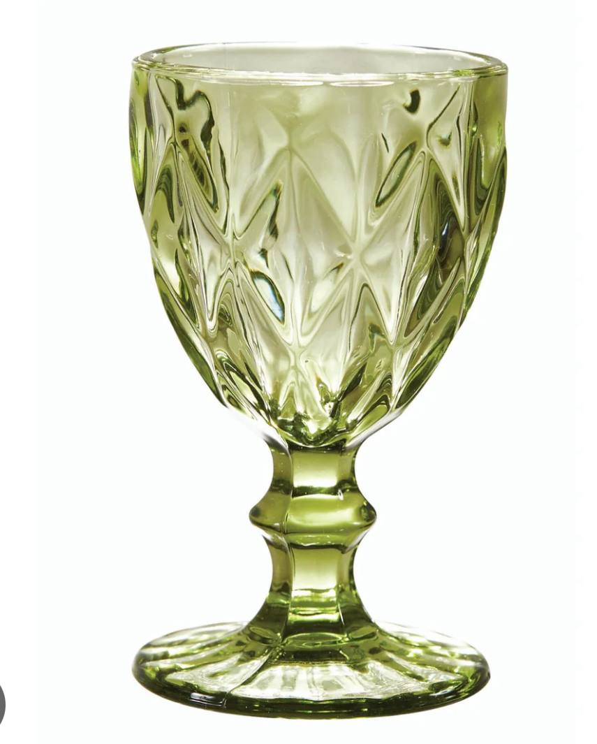 Set bicchieri calice in pasta di vetro Murano Verde
