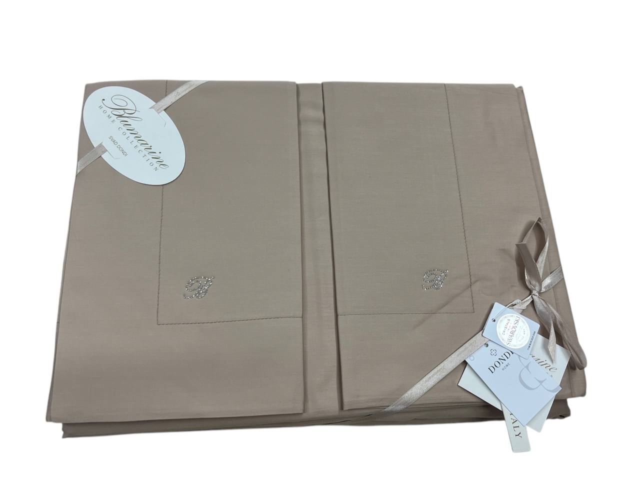 Completo copripiumino matrimoniale Lory con logo in strass