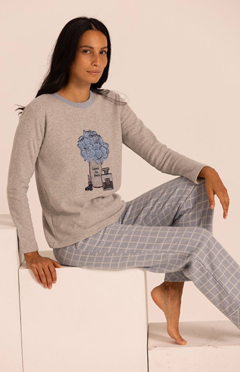 Pigiama donna in caldo cotone punto milano