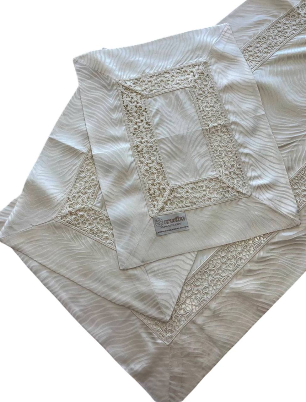 Set tris centri Venezia panna pura seta