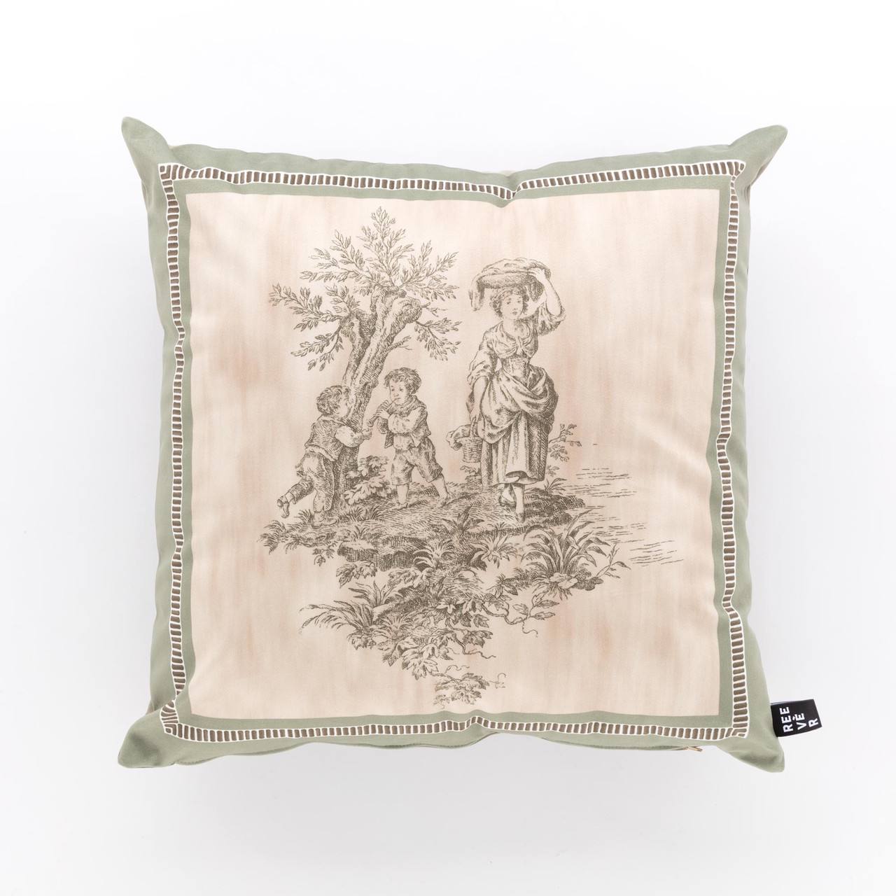 Coppia (2) cuscini arredo 45x45cm velluto Toile de jouy