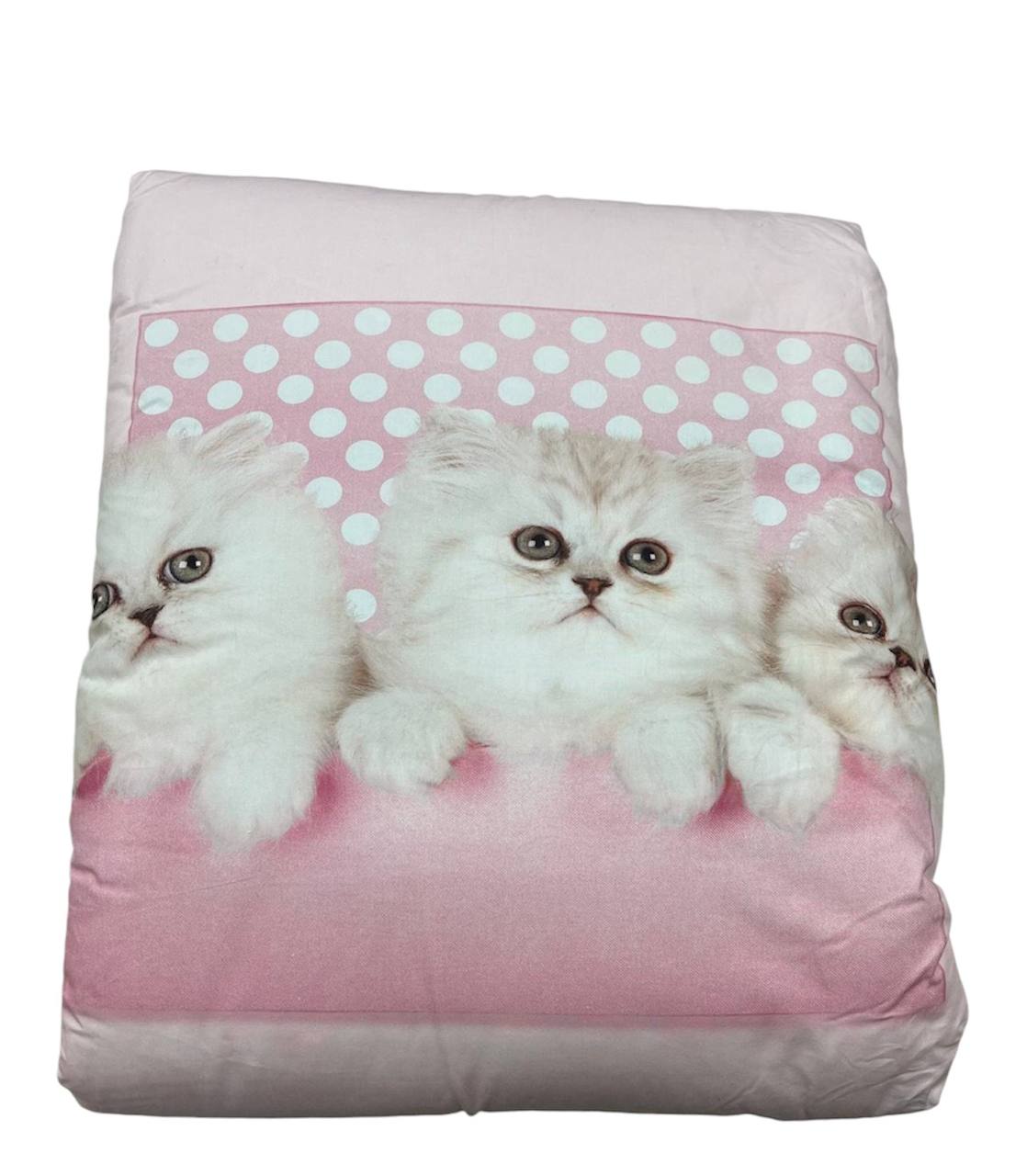Coordinato lettino Trapunta invernale + paracolpi gattini Rosa