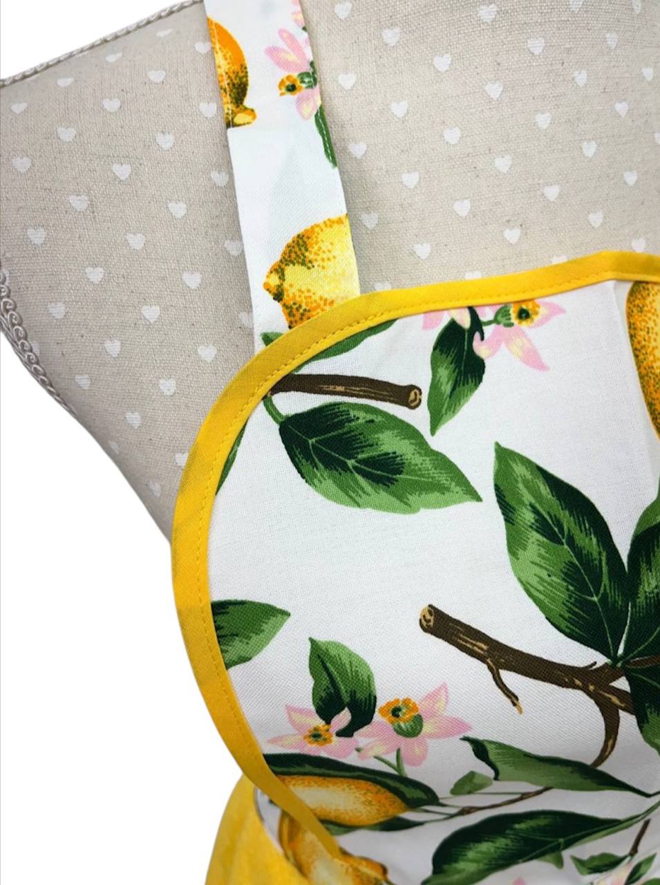 Grembiule da cucina con pettorina ed asciughino Sorrento Limoni