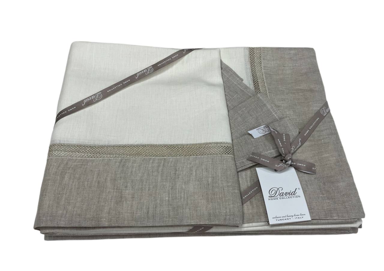 Tovaglia da tavola Star in lino con tovaglioli 180x270cm