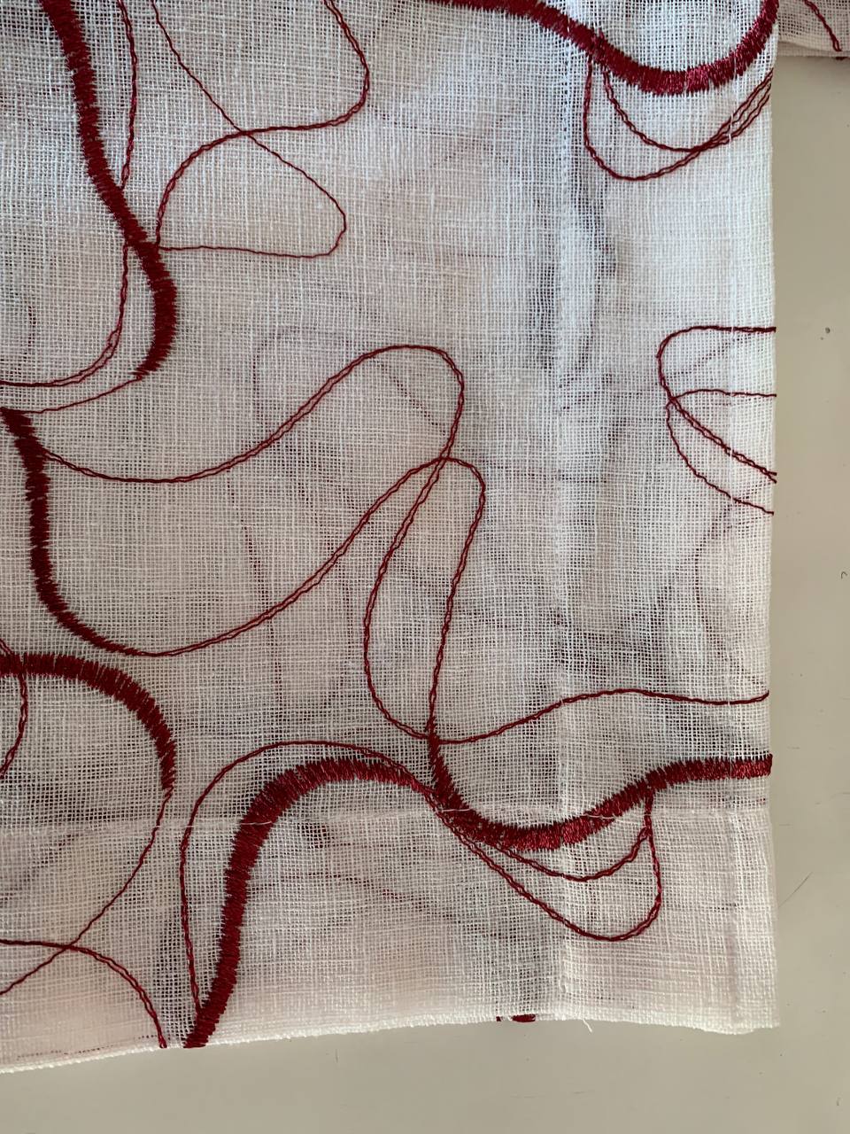 Coppia tendine a vetro 60x150cm bianco/rosso