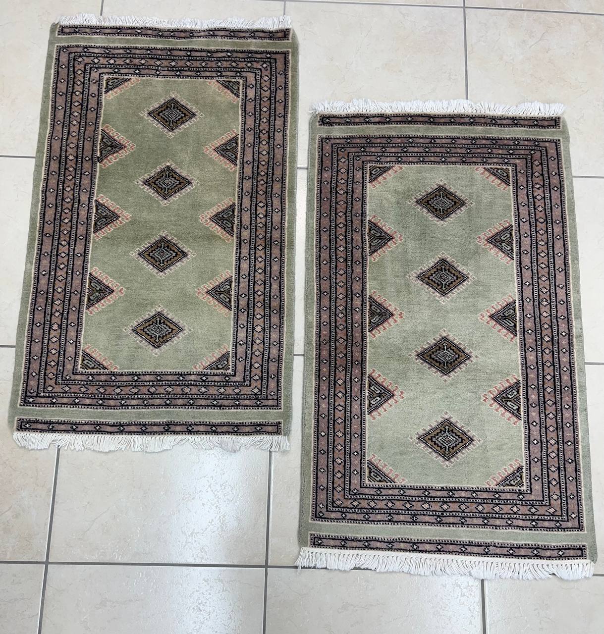 Coppia Tappeti Orientale Bukhara 102x52cm verde