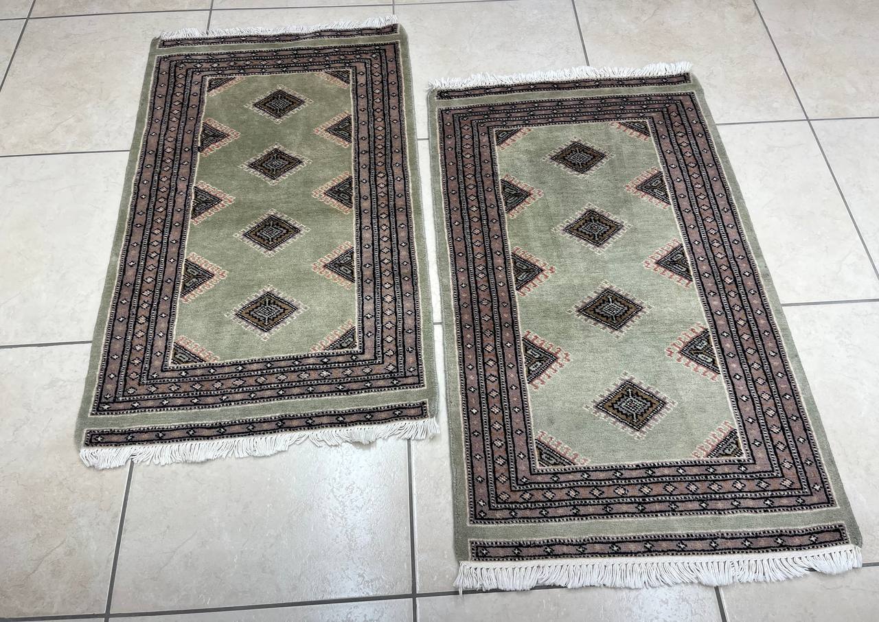 Coppia Tappeti Orientale Bukhara 102x52cm verde