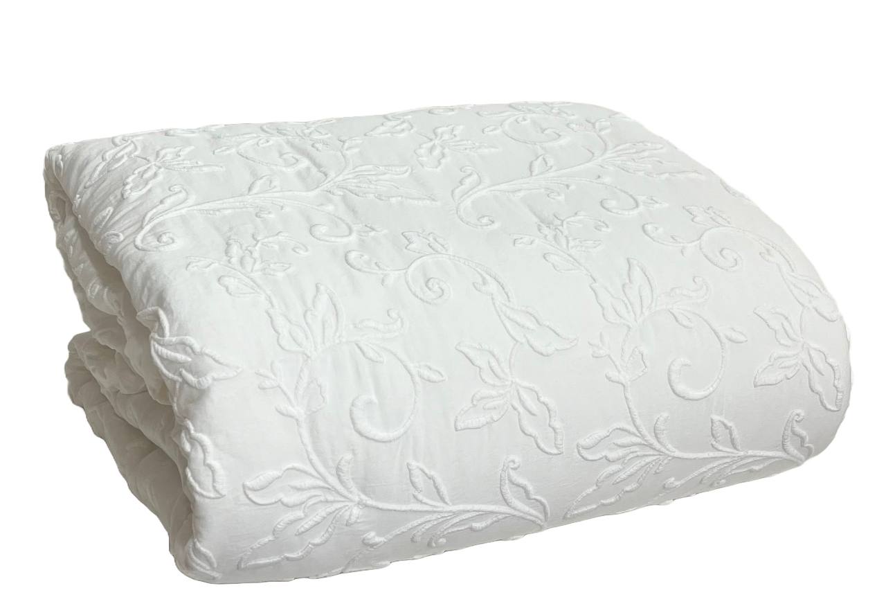 Trapuntino matrimoniale con coppia cuscini arredo Dune Merveille latte