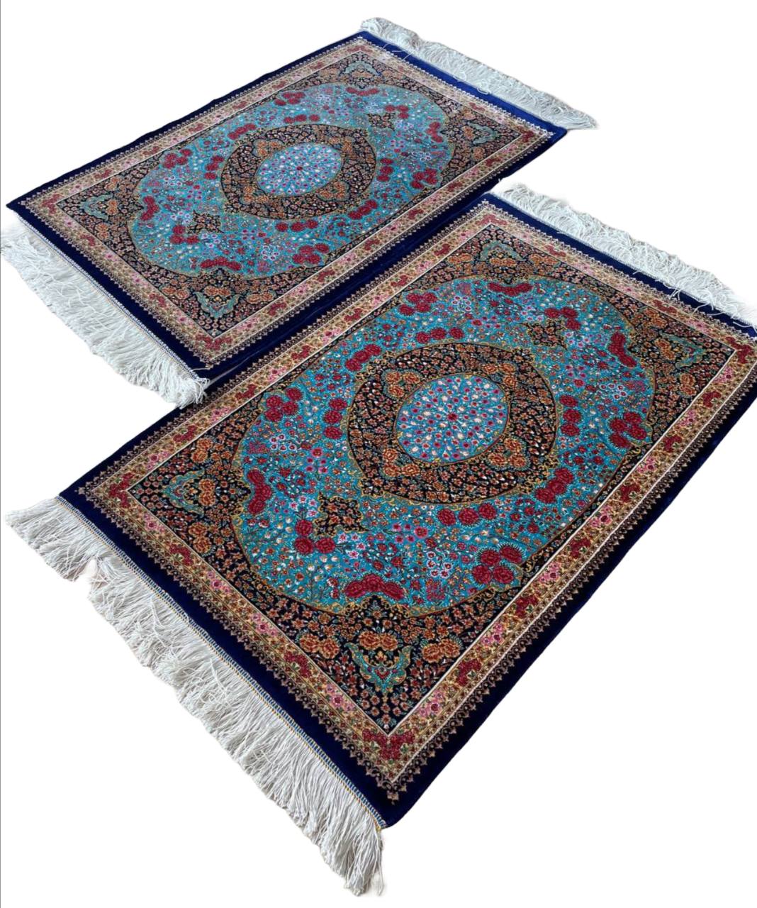 Coppia tappeti orientali Tabriz in seta 90x60cm