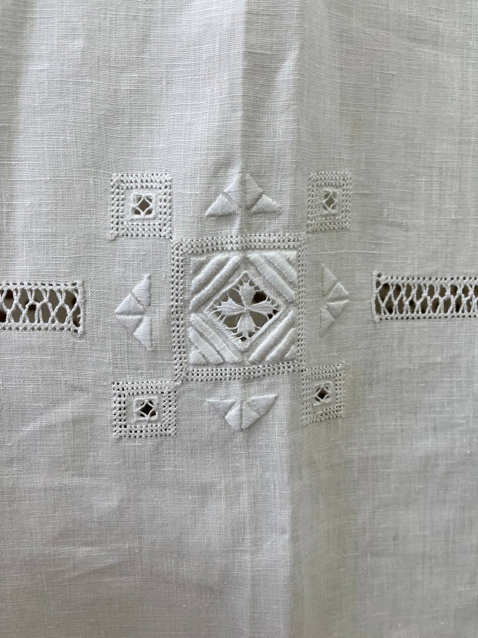 Pannello tenda lino bianco punto antico toscano 270x310 cm