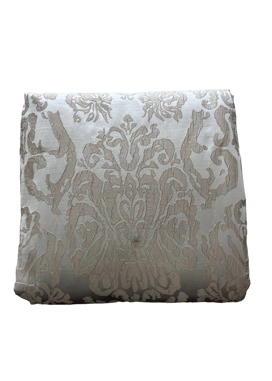 Trapuntino Matrimoniale + coppia cuscini arredo Palais Dorus Damasco beige grigio
