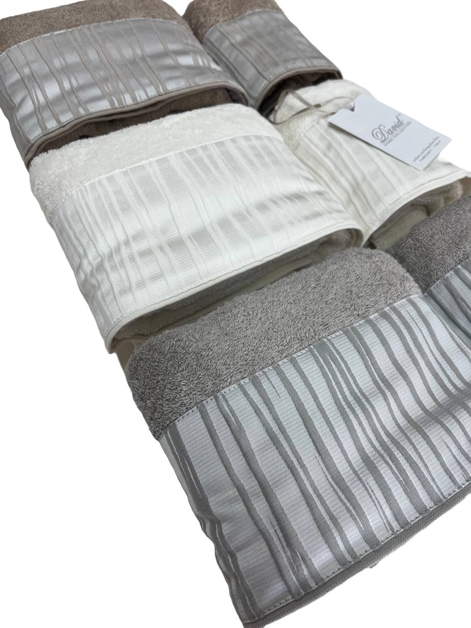 Confezione asciugamani 3+3 viso ed ospite Nuvola Latte/ tortora/ silver