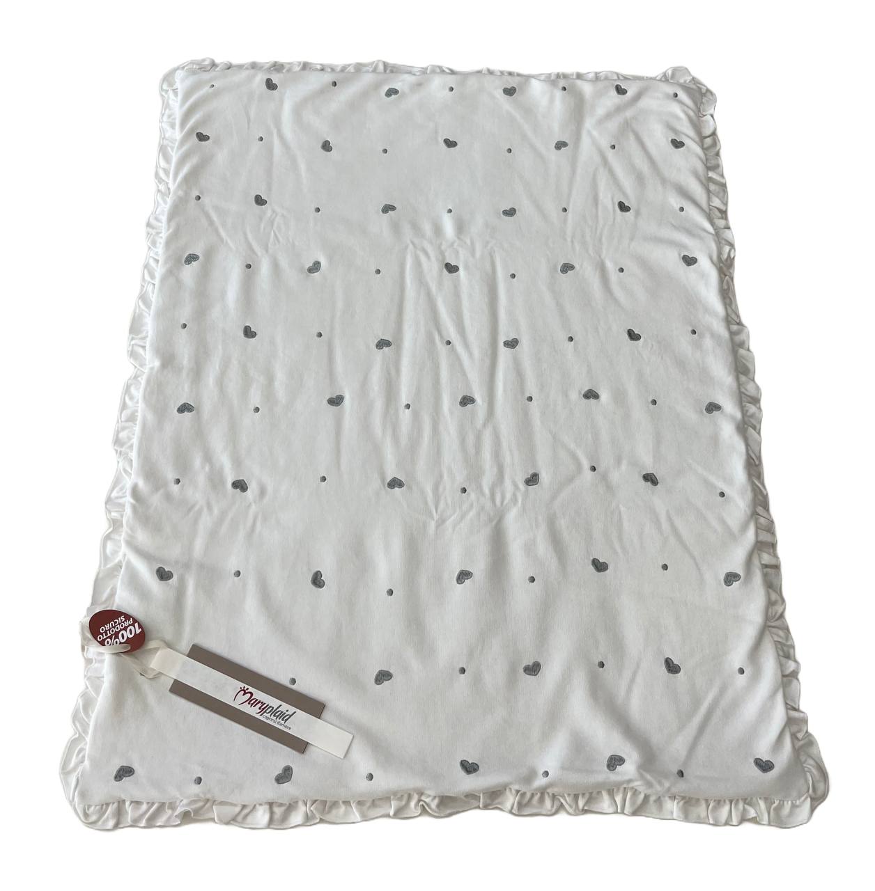 Trapuntino Carrozzina Baby 66x86 cm Cuoricini grigio