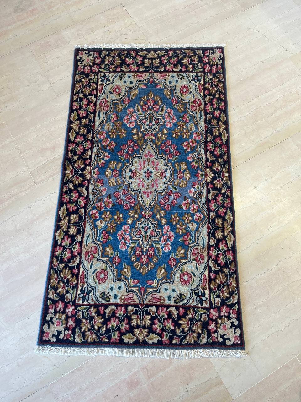 Tappeto orientale Kerman 85x155cm Blu