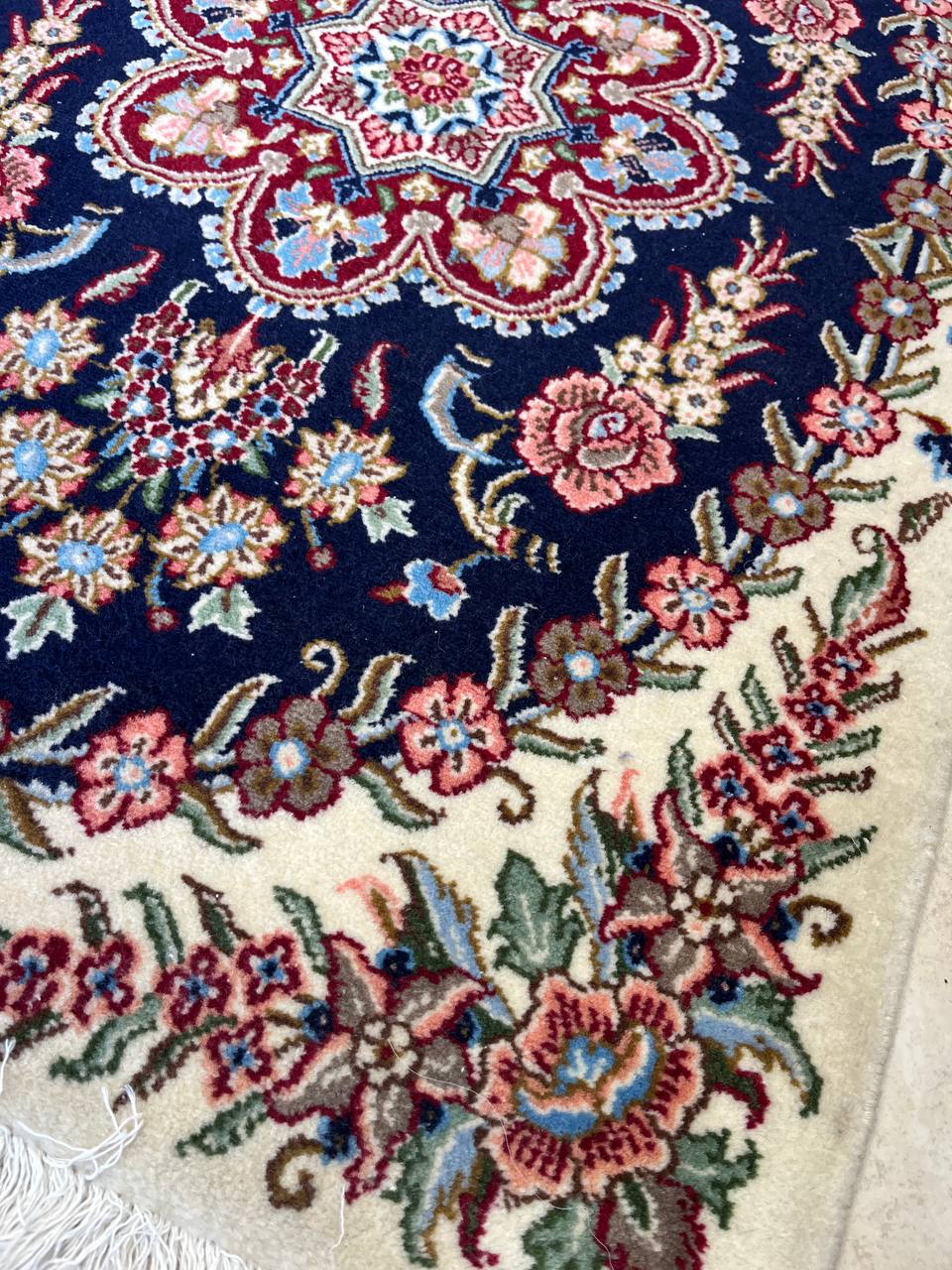 Coppia Tappeti orientali Qum Roialy 60x92cm Blu