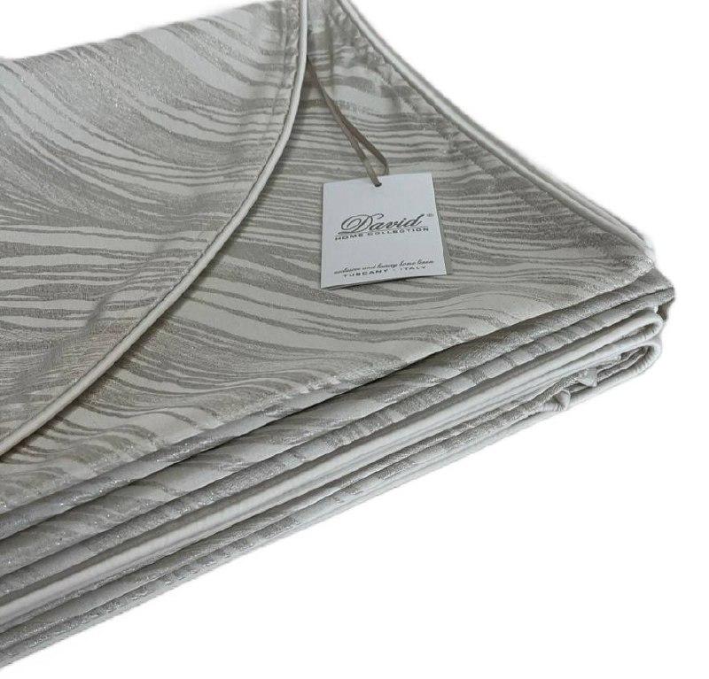 Coperta + coppia cuscini arredo Horizon Latte Lurex