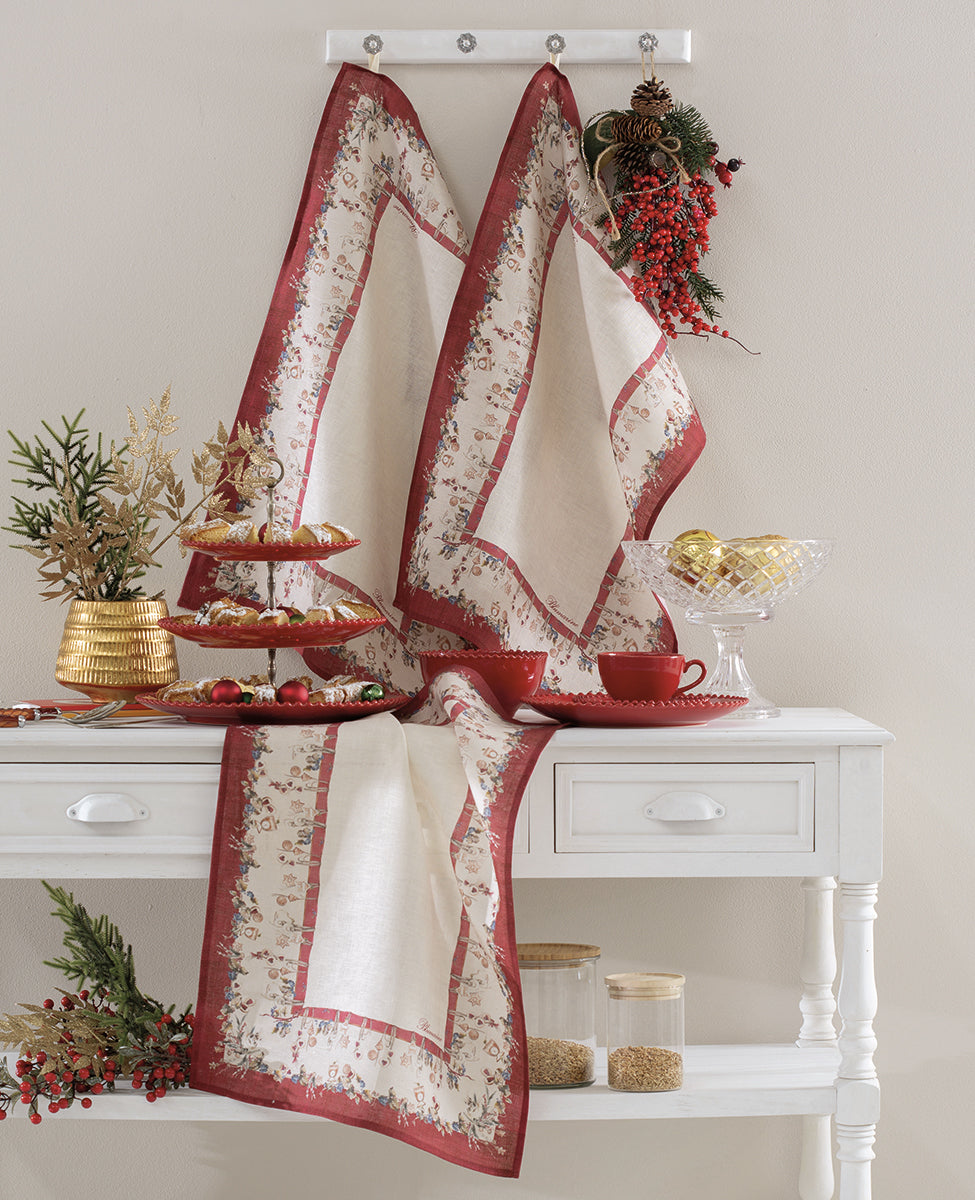 Strofinaccio Natale 50x70cm Biscotti rosso