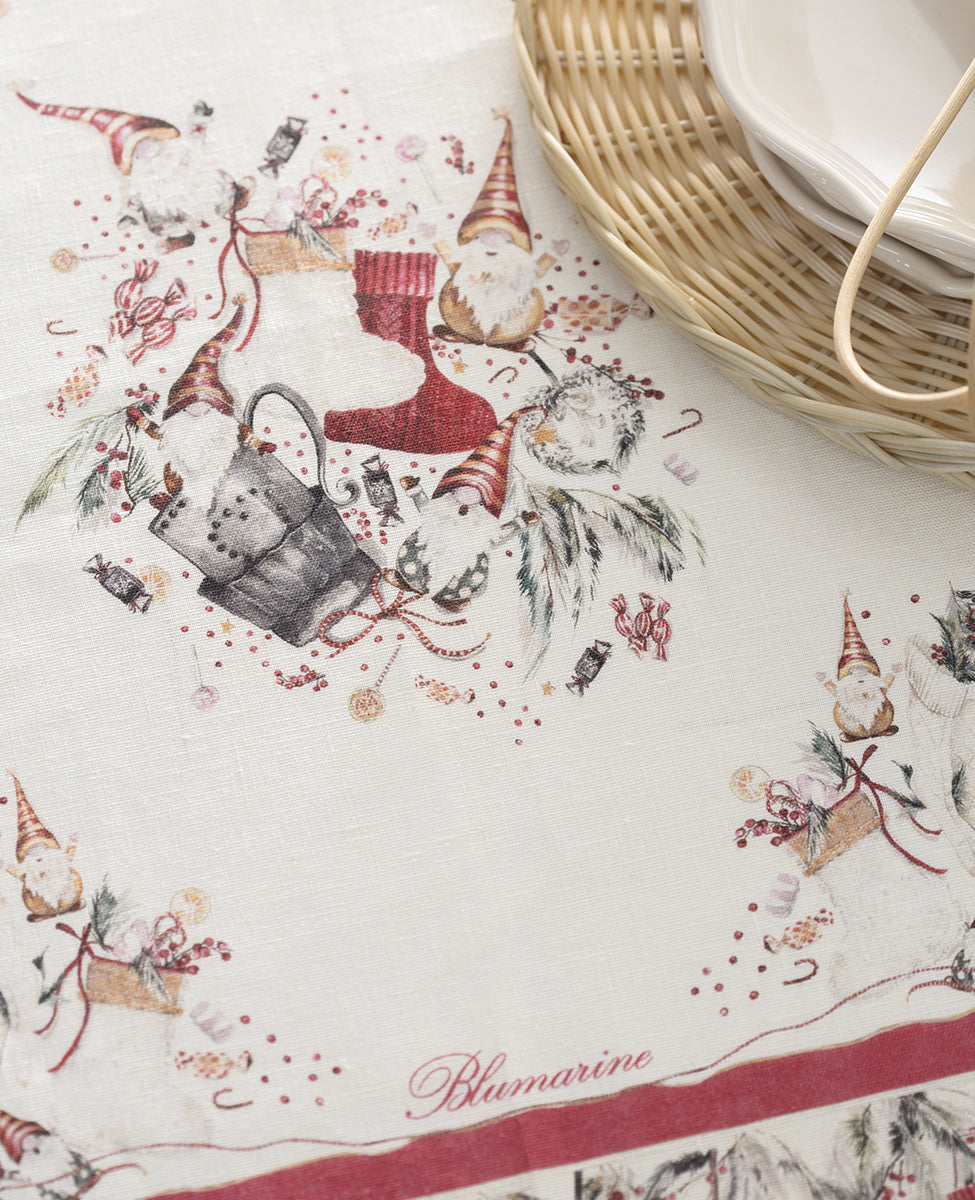Tovaglietta Natale 88x88cm Elfi rosso