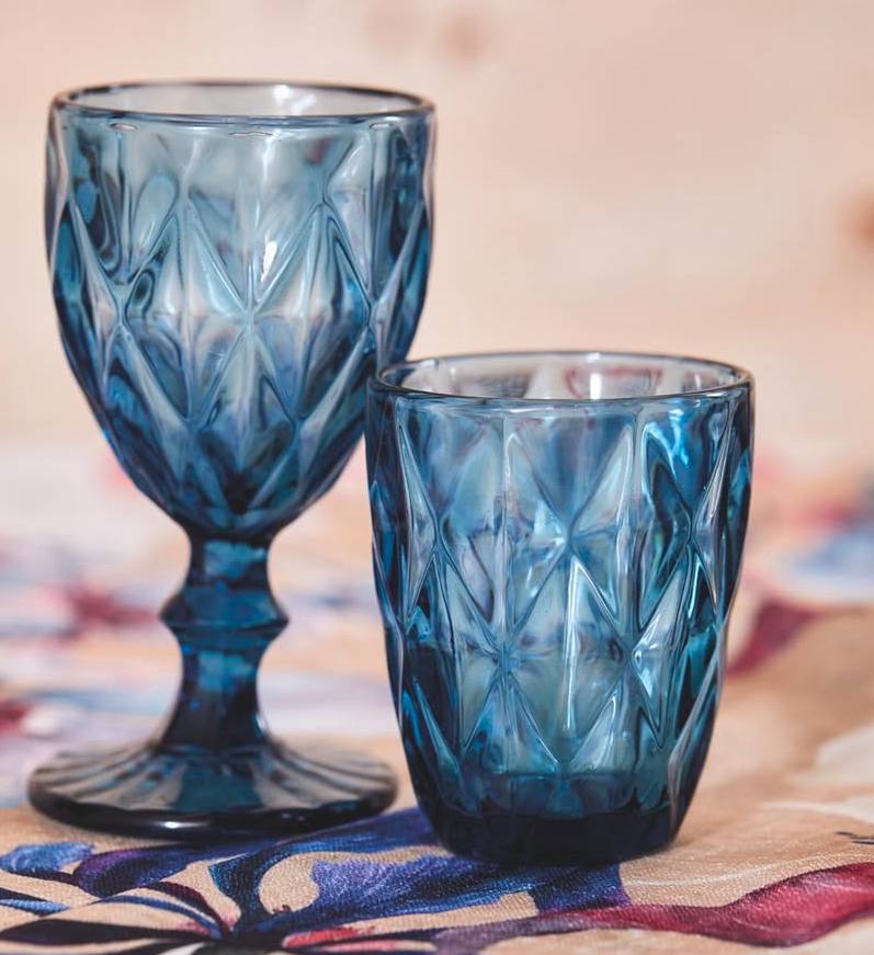 Set bicchieri in pasta di vetro Murano Azzurro