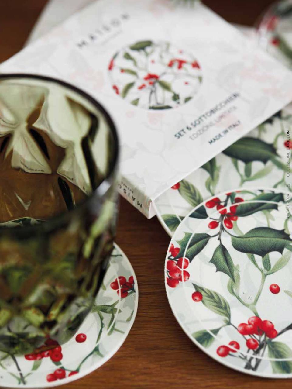Set 6 sottobicchieri in vinile Natale Carillon
