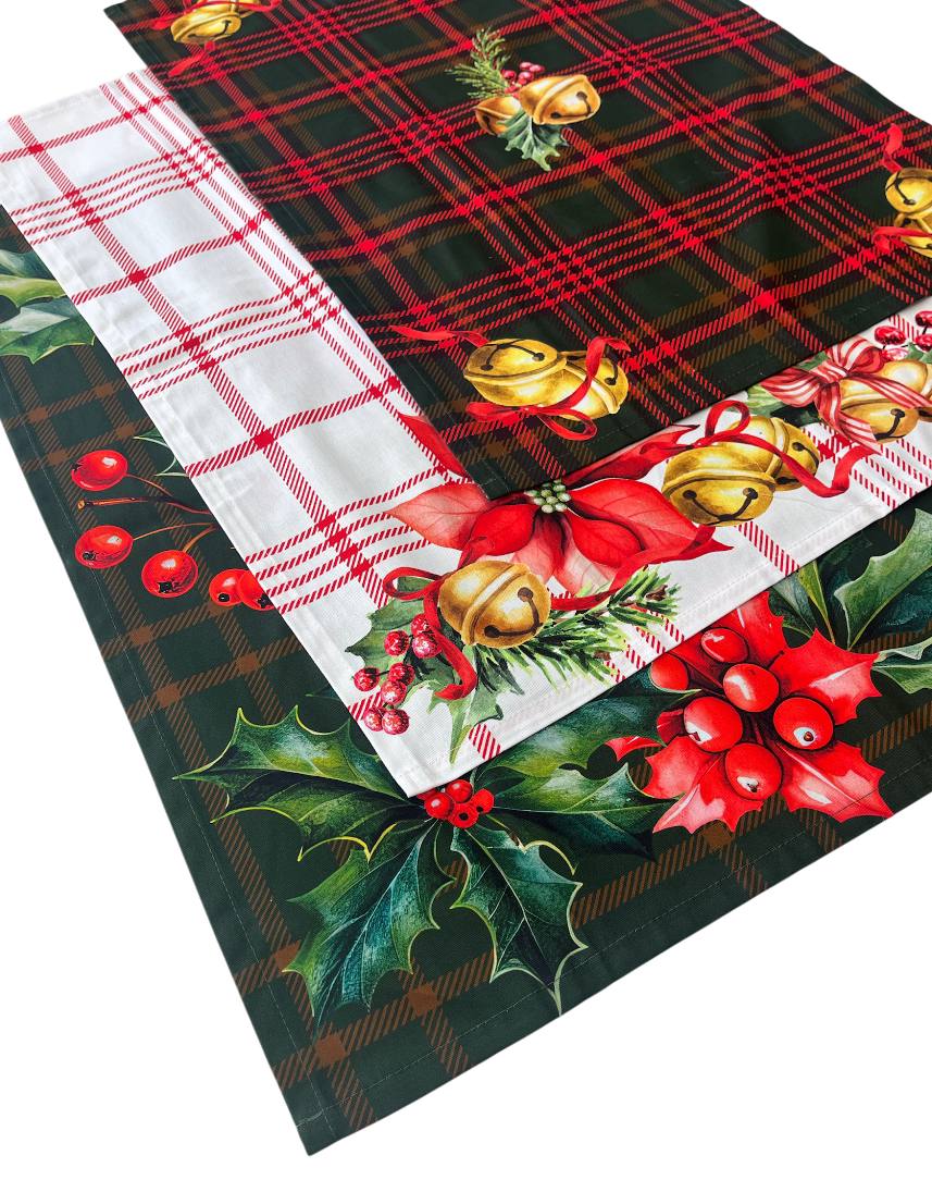 Set 3 Strofinacci Antimacchia cotone 50x70cm Christmas Carol Multi
