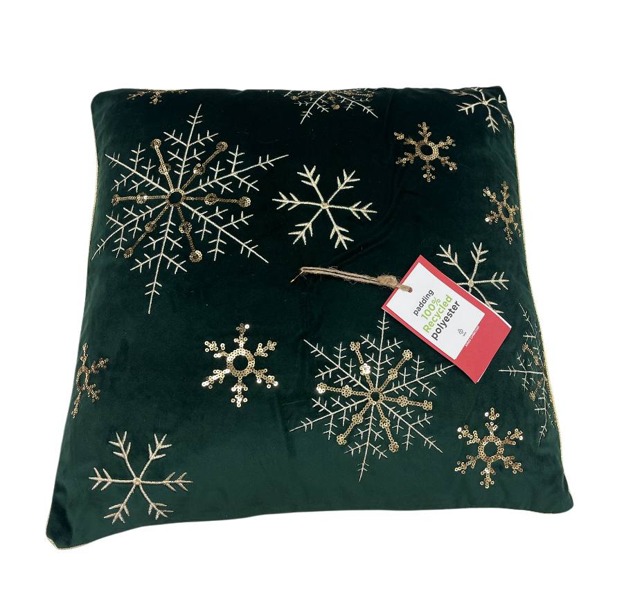Cuscino Arredo Natale in velluto con ricamo Snow