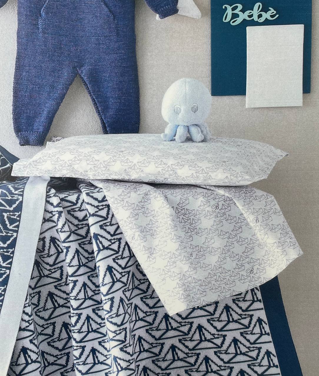 Completo lenzuola culla baby Barchetta Blu